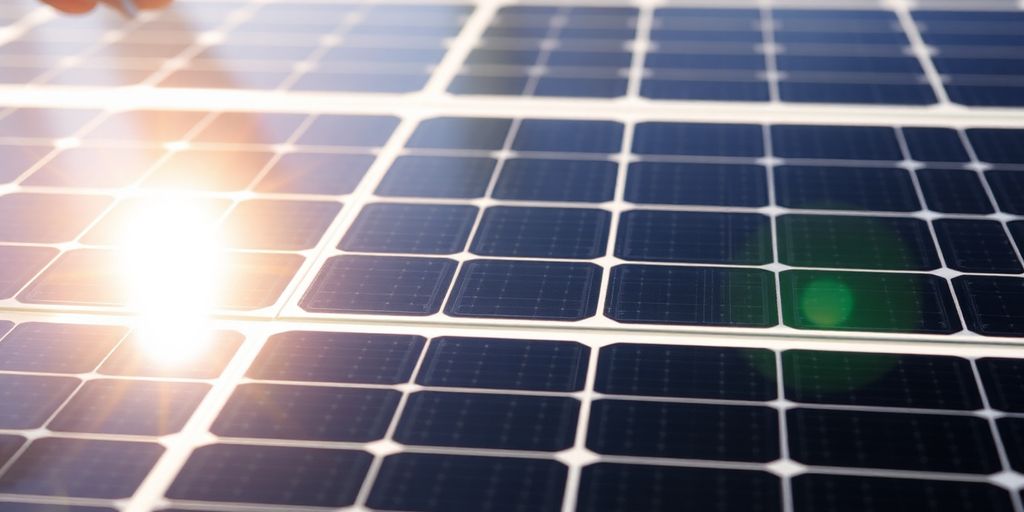 Photograph of a solar cell under bright sunlight.