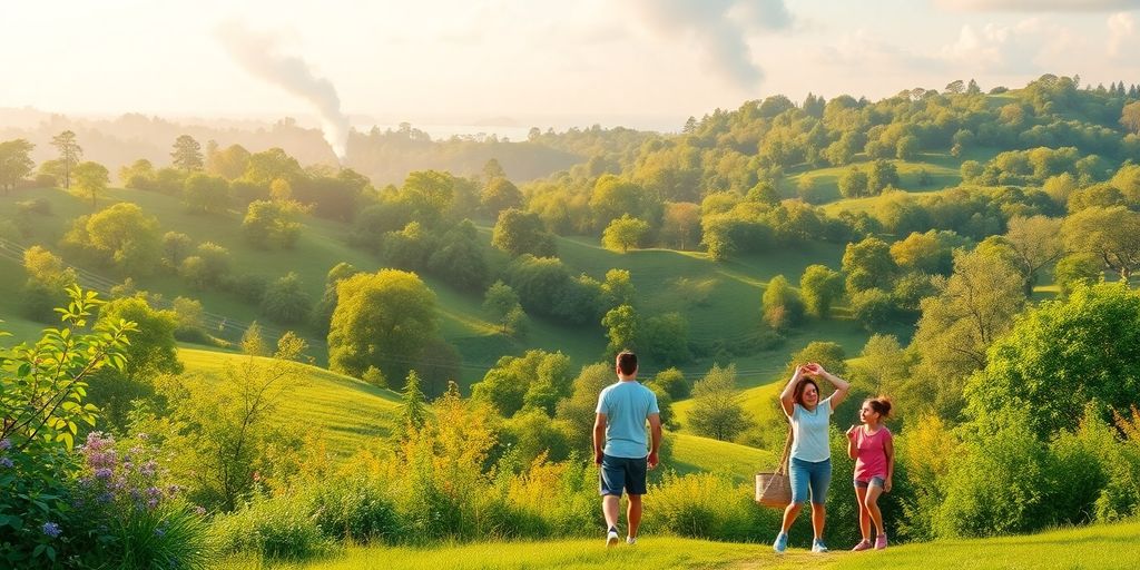 Healthy outdoor scene with nature and active individuals.