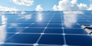 Solar panels on a roof,