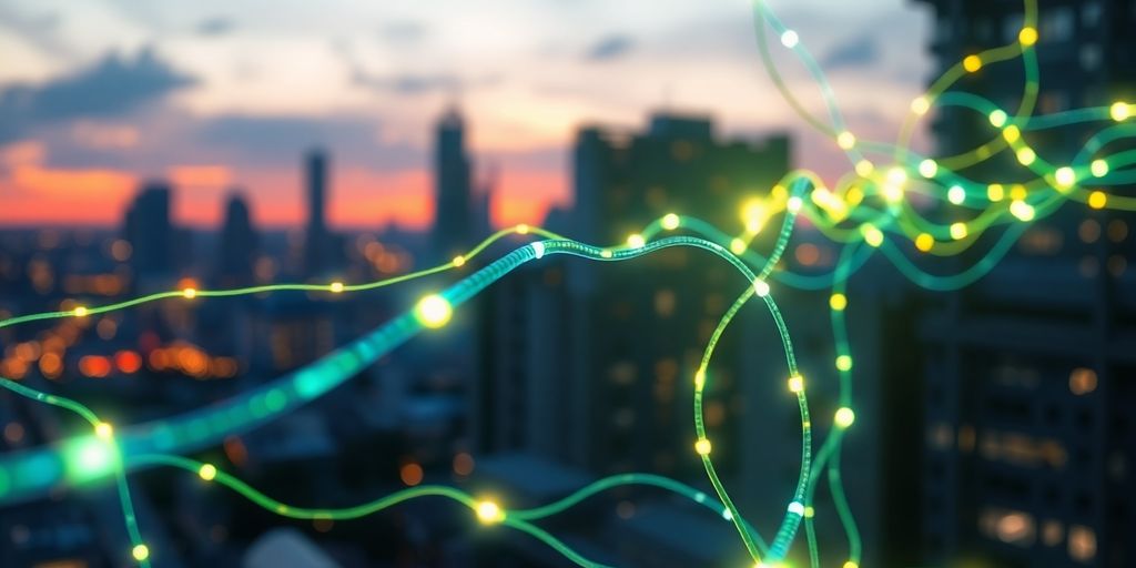 Clean energy flowing through interconnected systems.