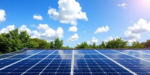 Solar panels on a bright rooftop