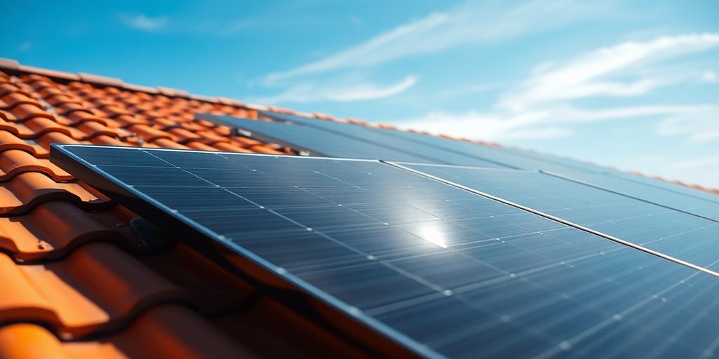 Close-up of a Tesla solar panel on a rooftop.