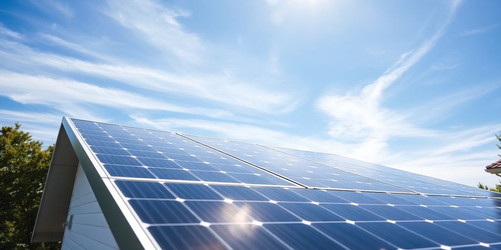 Rooftop solar panels on a modern home