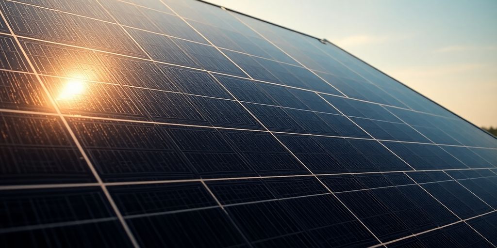 Early solar panel in bright sunlight