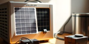 Solar UPS setup with energy flowing.